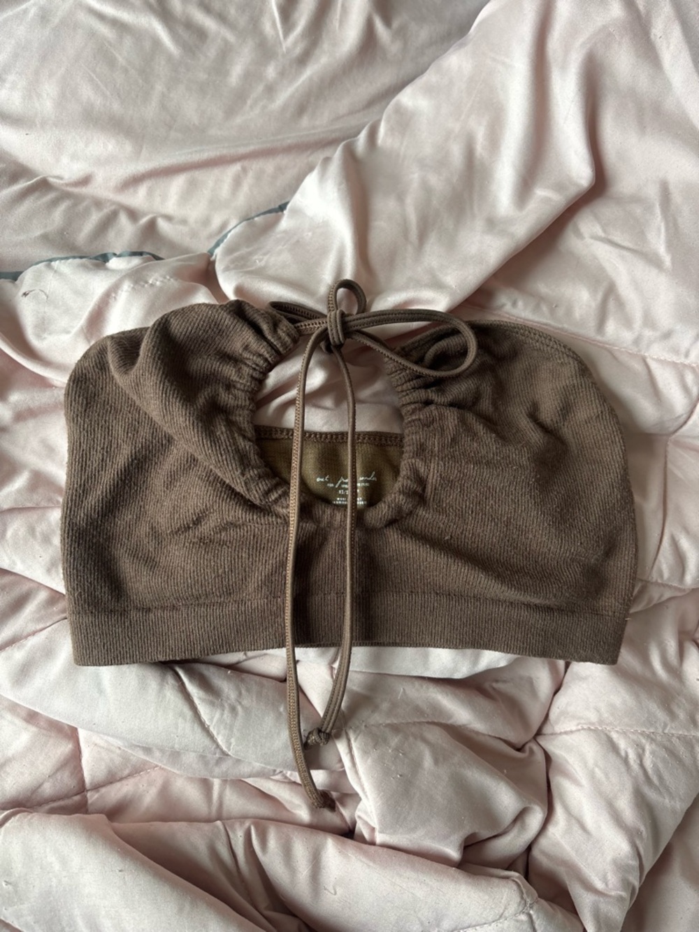 Urban Outfitters Chocolate Brown Ribbed Halter Bralette/Crop Top